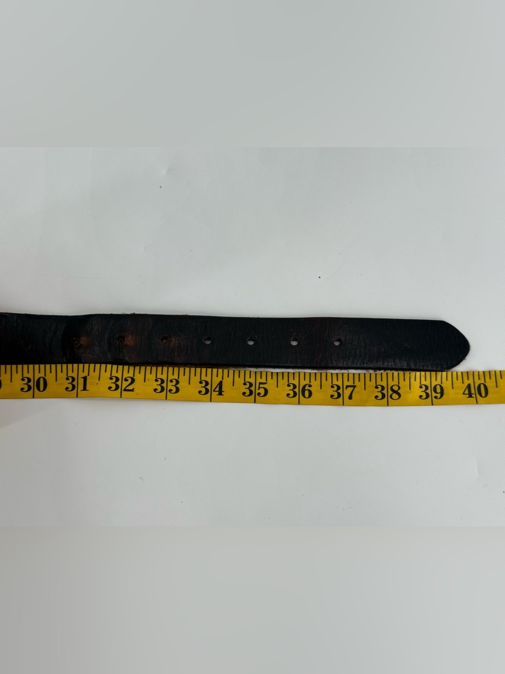 Vintage Very Worn Black Leather Belt 34 - Picture 6 of 8